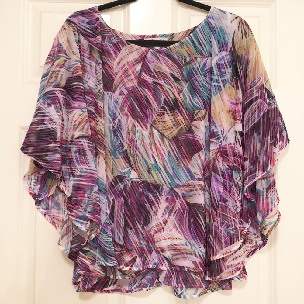 Jennifer Lopez Tropical Print Flowy Top Size Large